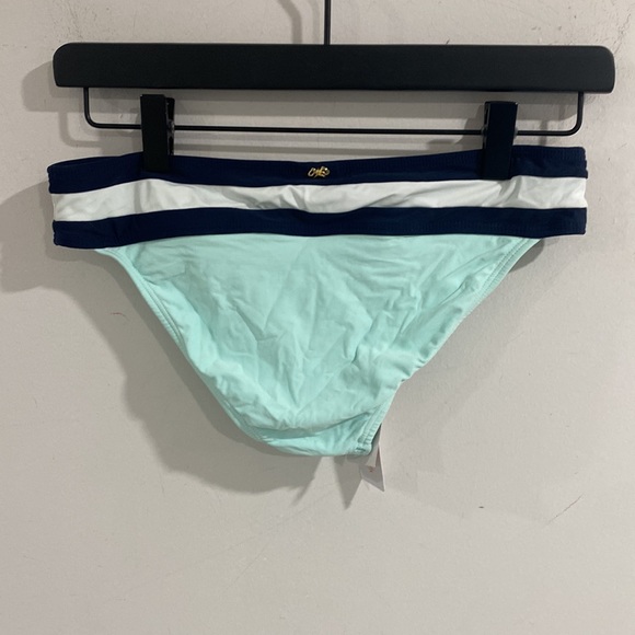 PilyQ Aquamarine Color Block Banded Teeny Bottom AQU-285T Small / Aqua - Picture 4 of 9